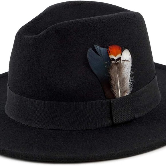 Other - Classic Fedora Hats for Men & Women Wide Brim Felt Hat Panama Dress Fedora Hat